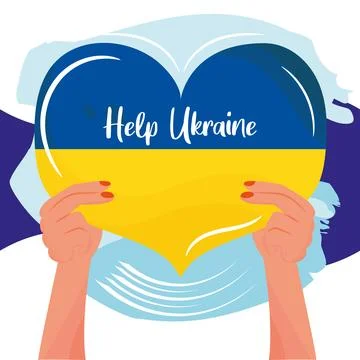 Pair of hands holding a heart shape Help Ukraine concept Vector Stock Illustration