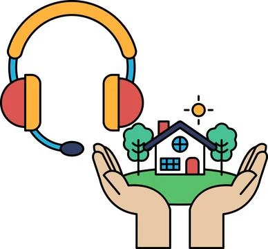 A pair of hands holding a house and a tree Ilustração Stock