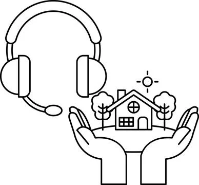 A pair of hands holding a house and a tree Ilustração Stock