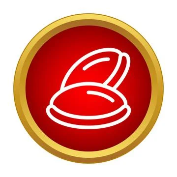 Pair of hands offering red oval pills icon Ilustração Stock