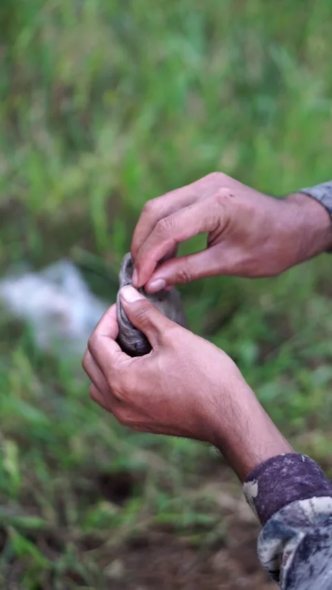 A pair of hands picking and cleaning black dust particles stuck on the surface Video stock 336500677