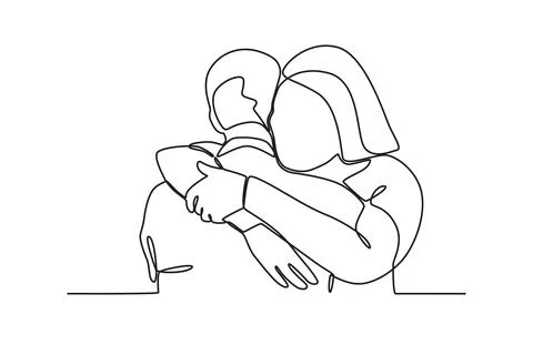 A pair of harmonious lovers hugging each other Stock Illustration