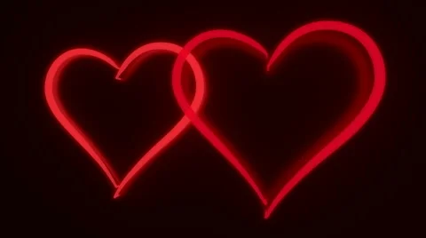 Pair of heart, blinking as neon lamp Stock Footage 53608094
