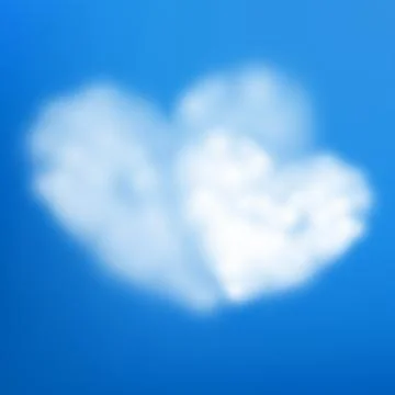Pair heart shaped cloud in the blue sky. Valentine s day. EPS 10 Ilustração Stock