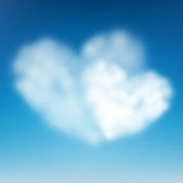 Pair heart shaped cloud in the blue sky. Valentine s day. EPS 10 Stock Illustration