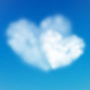 Pair heart shaped cloud in the blue sky. Valentine s day. EPS 10 Stock Illustration