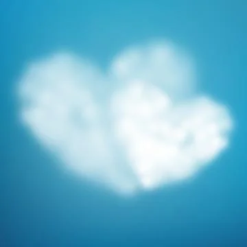 Pair heart shaped cloud in the blue sky. Valentine s day. EPS 10 Stock Illustration
