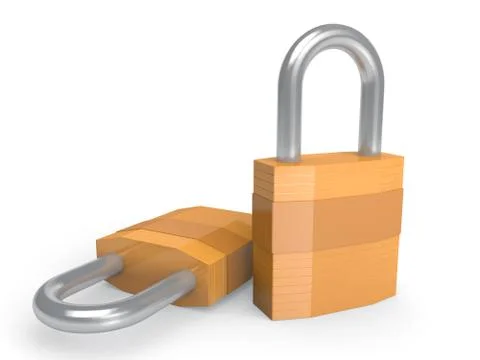 Pair of heavy duty padlocks in closed position Ilustração Stock