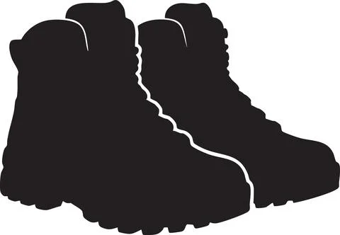 Pair of Hiking Boots Silhouette Vector Illustration Stock Illustration
