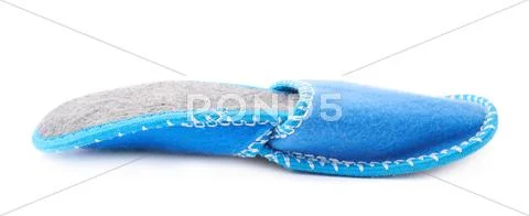 Pair of house slippers isolated over white background Stock Photos