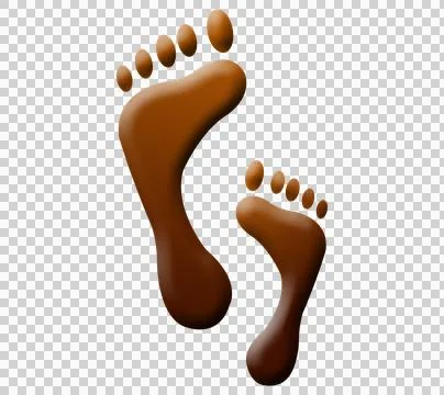 A pair of human footprints covered with chocolate on a transparent background Ilustração Stock