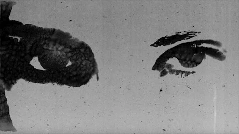 Pair of ink eyes, black and white seamless loop Stock Footage 346768397