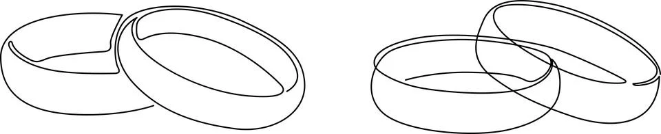 Pair of interlocking wedding rings Vector Illustrazione stock