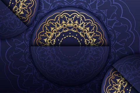 A pair of Islamic patterns in gold and blue, highlighting the beauty Stock Illustration
