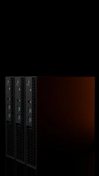 Pair of ISP server towers with orange glow isolated on black background Stock Illustration