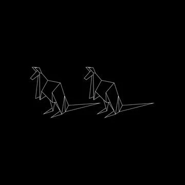 Pair Kangaroo Polygonal Lines Stock Illustration