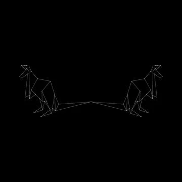 Pair Kangaroo Polygonal Lines Stock Illustration