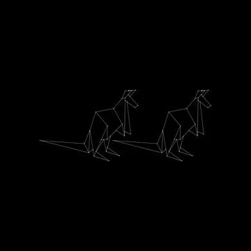 Pair Kangaroo Polygonal Lines Stock Illustration