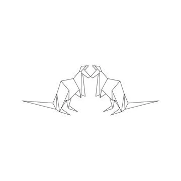 Pair Kangaroo Polygonal Lines Stock Illustration