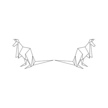 Pair Kangaroo Polygonal Lines Stock Illustration