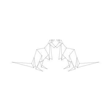 Pair Kangaroo Polygonal Lines Stock Illustration