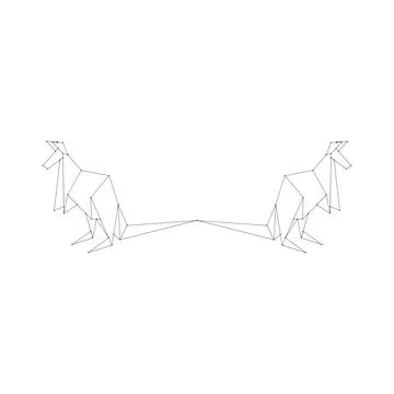 Pair Kangaroo Polygonal Lines Stock Illustration