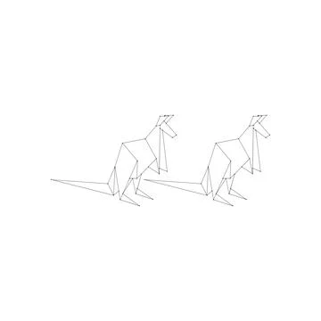 Pair Kangaroo Polygonal Lines Stock Illustration