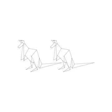 Pair Kangaroo Polygonal Lines Stock Illustration