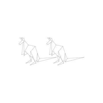 Pair Kangaroo Polygonal Lines Stock Illustration