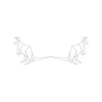 Pair Kangaroo Polygonal Lines Stock Illustration
