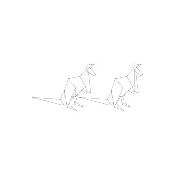Pair Kangaroo Polygonal Lines Stock Illustration