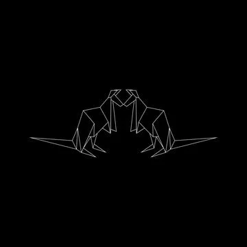 Pair Kangaroo Polygonal Lines Stock Illustration