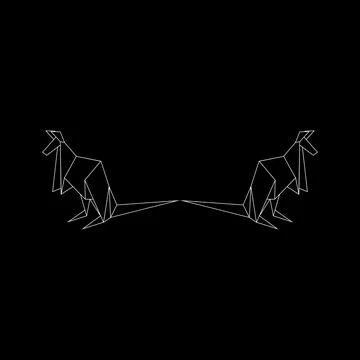 Pair Kangaroo Polygonal Lines Stock Illustration