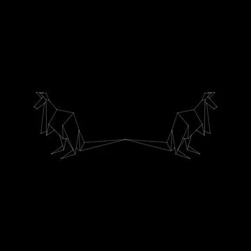 Pair Kangaroo Polygonal Lines Stock Illustration