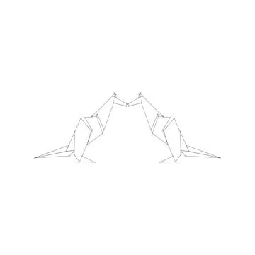 Pair Kangaroo Polygonal Lines Stock Illustration