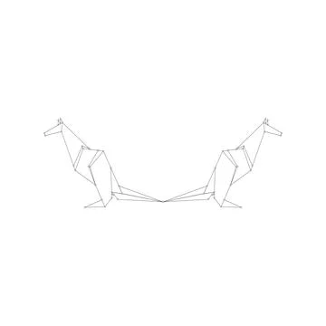 Pair Kangaroo Polygonal Lines Stock Illustration