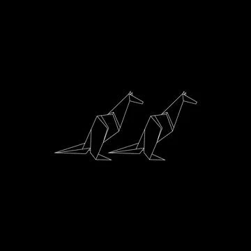 Pair Kangaroo Polygonal Lines Stock Illustration