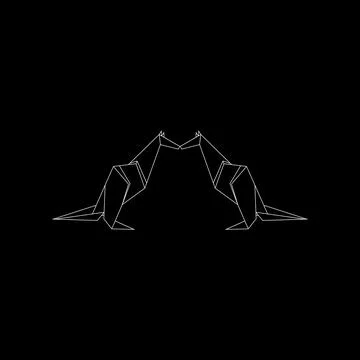 Pair Kangaroo Polygonal Lines Stock Illustration