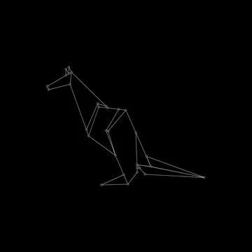 Pair Kangaroo Polygonal Lines Stock Illustration