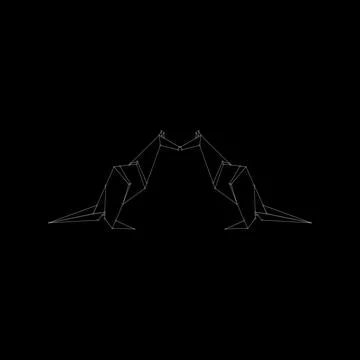 Pair Kangaroo Polygonal Lines Stock Illustration