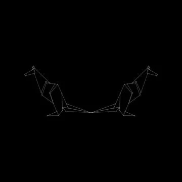 Pair Kangaroo Polygonal Lines Stock Illustration