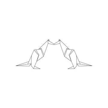 Pair Kangaroo Polygonal Lines Stock Illustration