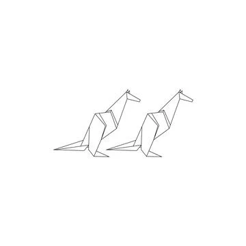 Pair Kangaroo Polygonal Lines Stock Illustration