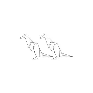 Pair Kangaroo Polygonal Lines Stock Illustration