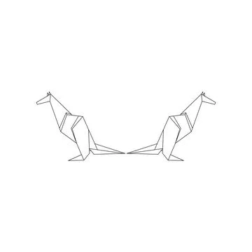 Pair Kangaroo Polygonal Lines Stock Illustration