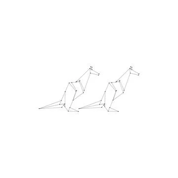 Pair Kangaroo Polygonal Lines Stock Illustration