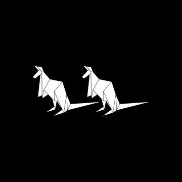 Pair Kangaroo Shape Inspired by Origami Form Stock Illustration