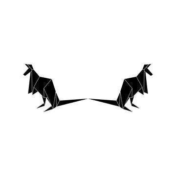 Pair Kangaroo Shape Inspired by Origami Form Stock Illustration