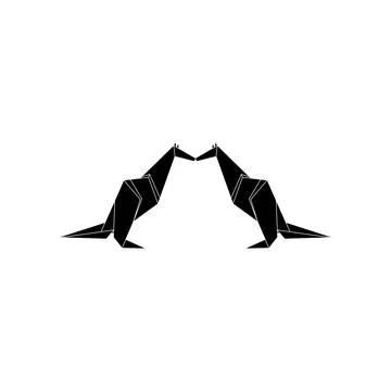 Pair Kangaroo Shape Inspired by Origami Form Stock Illustration