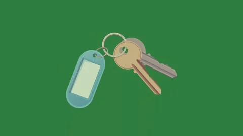 A pair of keys on green background and bunch green screen illustration frame Stock-Footage 337336185